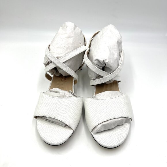 Walking‎ Cradles Size 7 Snakeskin Embossed White Leather Heels Sandals Shoes - Picture 2 of 14